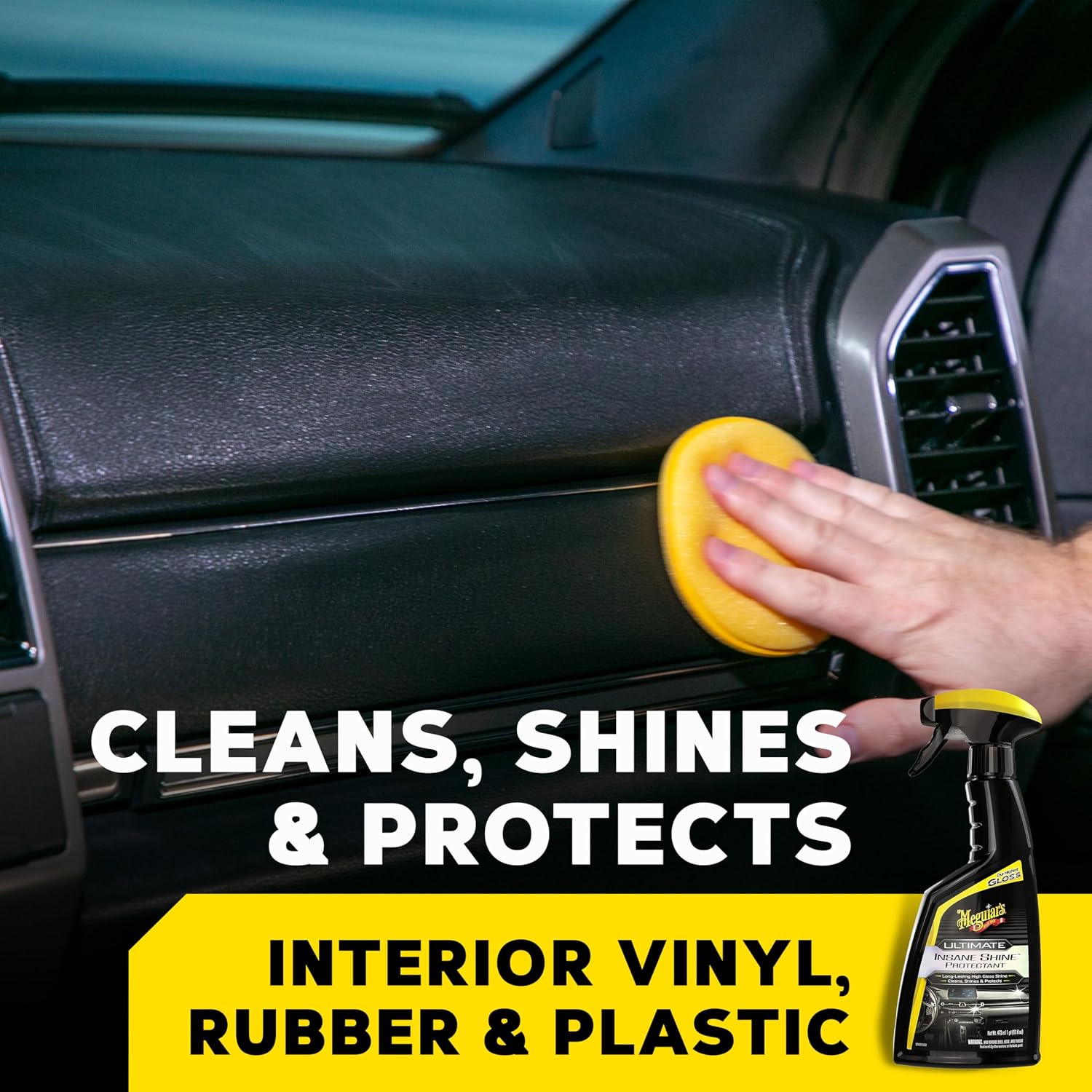 Meguiar's Ultimate Insane Shine Protectant Spray - Non-Greasy, Long-Lasting Shine for Vinyl, Rubber, and Plastic - Protects Against UV Rays and Fading - Easy to Use -16 Oz
