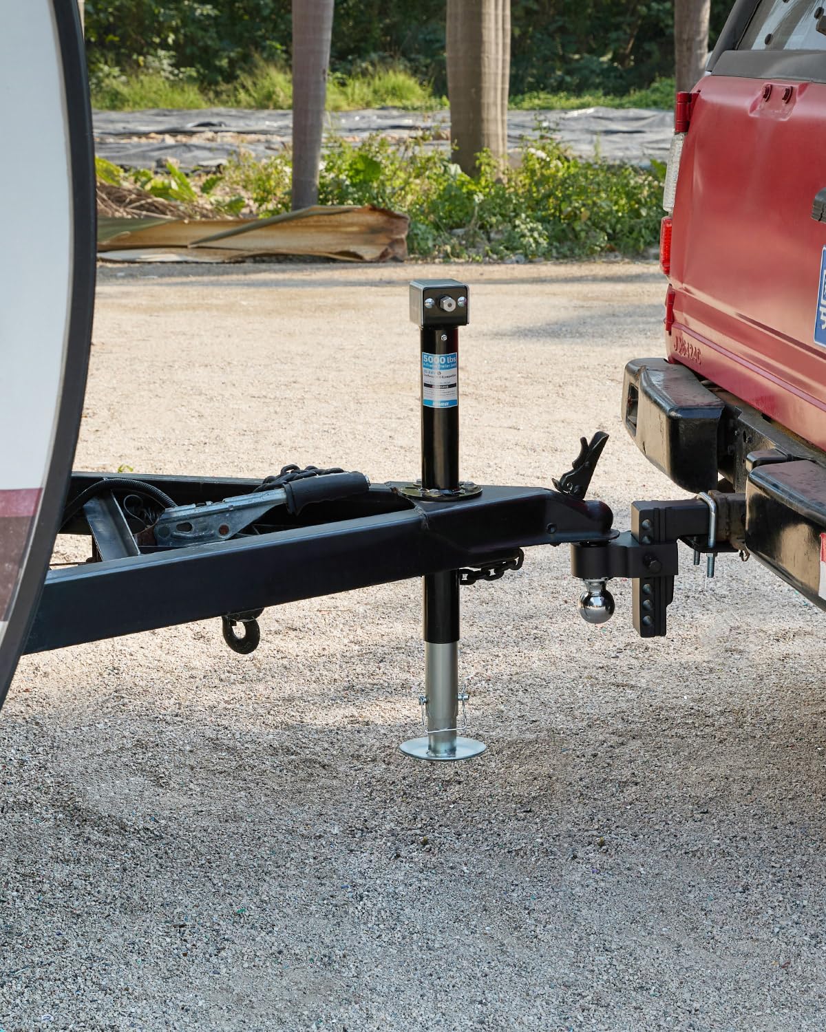 Kohree Upgraded 5000 lbs A-Frame Trailer Jack, 20-24V Cordless Drill Compatible, Adjustable RV Tongue Jack with Drop Leg & Drill Socket for Utility Yacht Boat Camping Trailer, 25" Vertical Travel