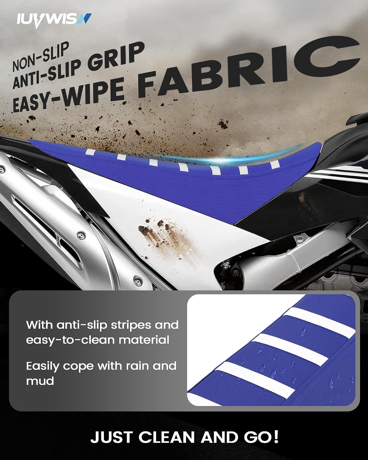Dirt Bike Universal Seat Cover Non-Slip Gripper Soft Motorcycle Seat Covers for CRF YZF YZ EXC SX KLX KX TTR Most Motocross Blue