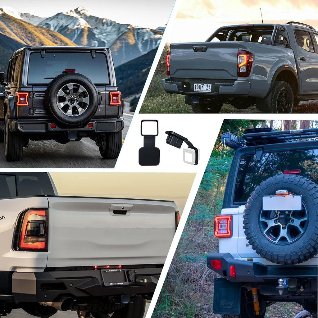 2 Inch Rubber Trailer Hitch Cover, Durable Tow Hitch Covers, Car Exterior Accessories Fits for 2 Inches Hitch Receivers, Hitch Cover Tube Plug Cap for Trucks, Black