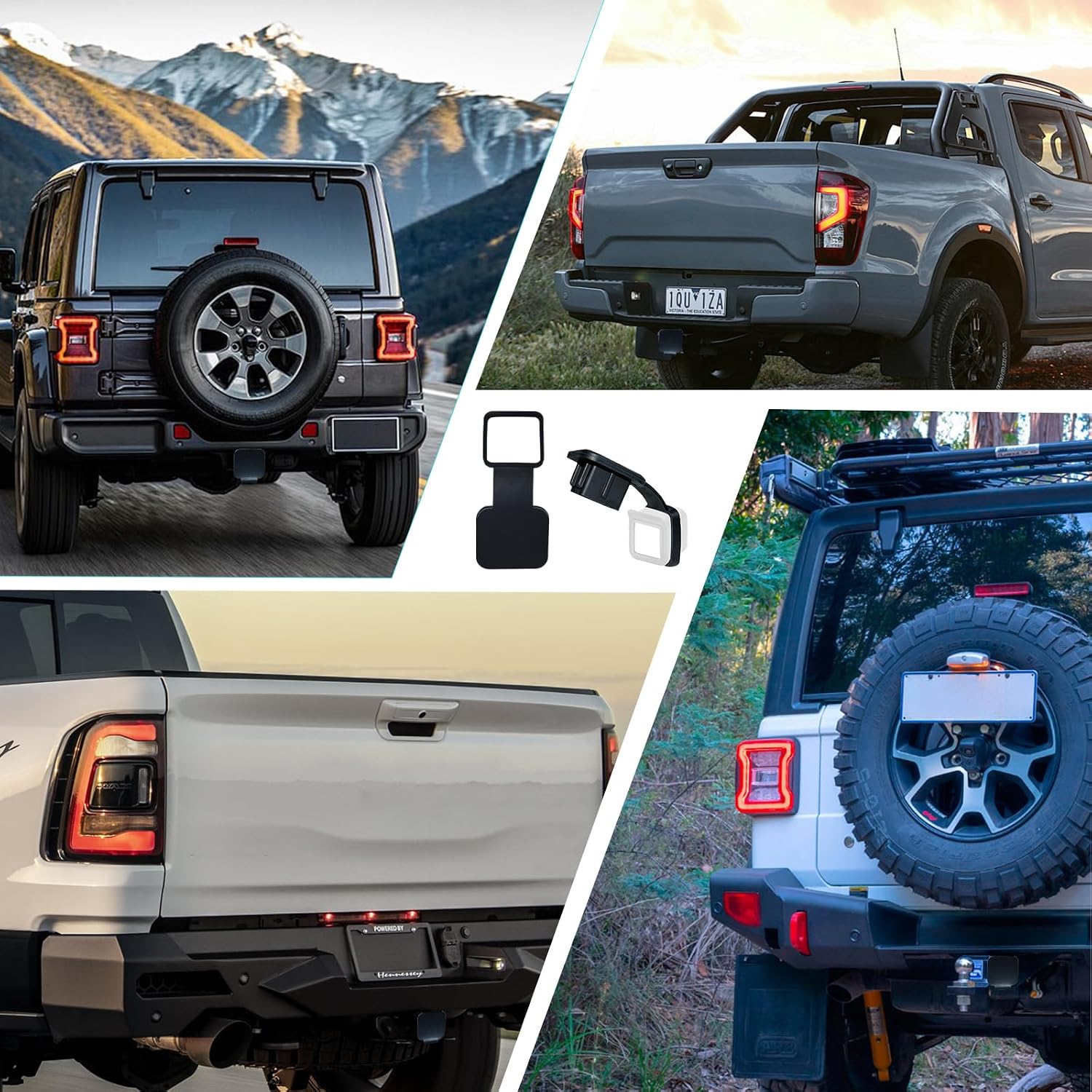 2 Inch Rubber Trailer Hitch Cover, Durable Tow Hitch Covers, Car Exterior Accessories Fits for 2 Inches Hitch Receivers, Hitch Cover Tube Plug Cap for Trucks, Black