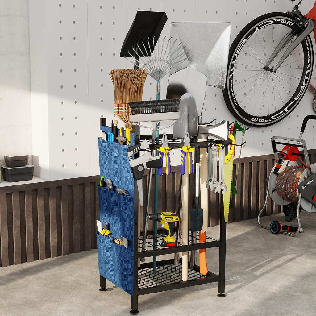 garden tool organizer, garden yard tool rack for, front angle view