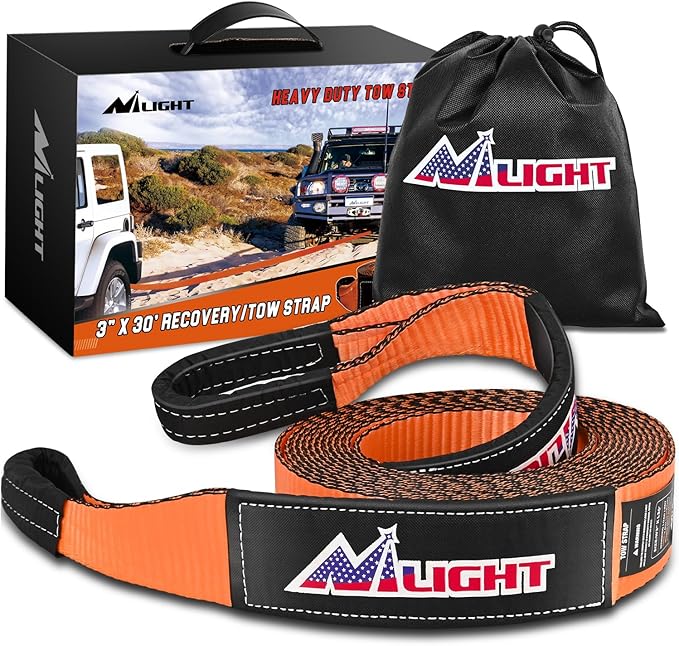 Nilight 3" x 30' Recovery Tow Strap Lab Tested 31, 500lbs Break Strength Heavy