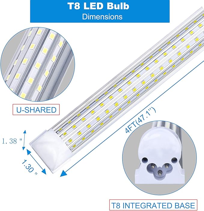 4FT LED Shop Light Fixture, 72W 6000K Cold White 9500LM Super Bright T8 - Image 4