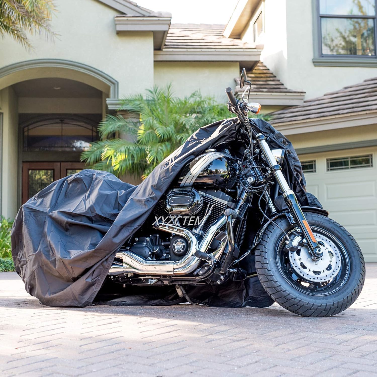 New Generation Motorcycle Cover ! XYZCTEM All Weather Black XXXL Large-Waterproof Outdoor Protects Fits up to 118 inch for Harley Davidson, Honda, Suzuki, Yamaha and More