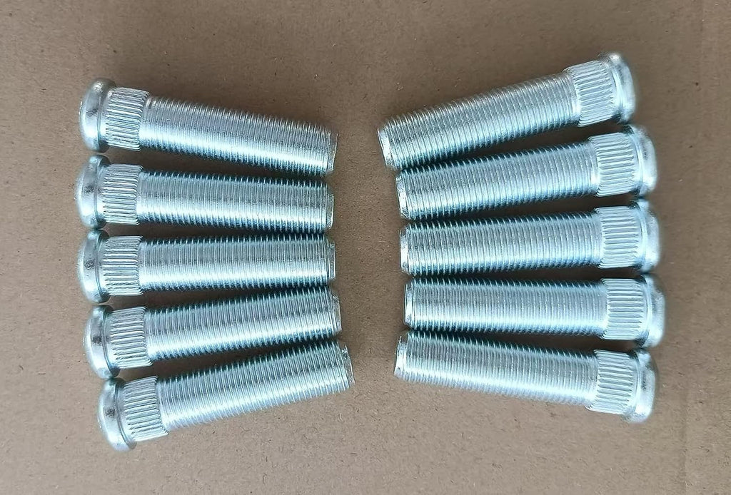 10 PCS 1/2" Extended Longer Than Stock Serrated Wheel Stud Bolts Thread 1/2-20 - .535 in. Knurl, 2 in. Length Replacement for Chevrolet Buick Cadillac GMC Pontiac Oldsmobile