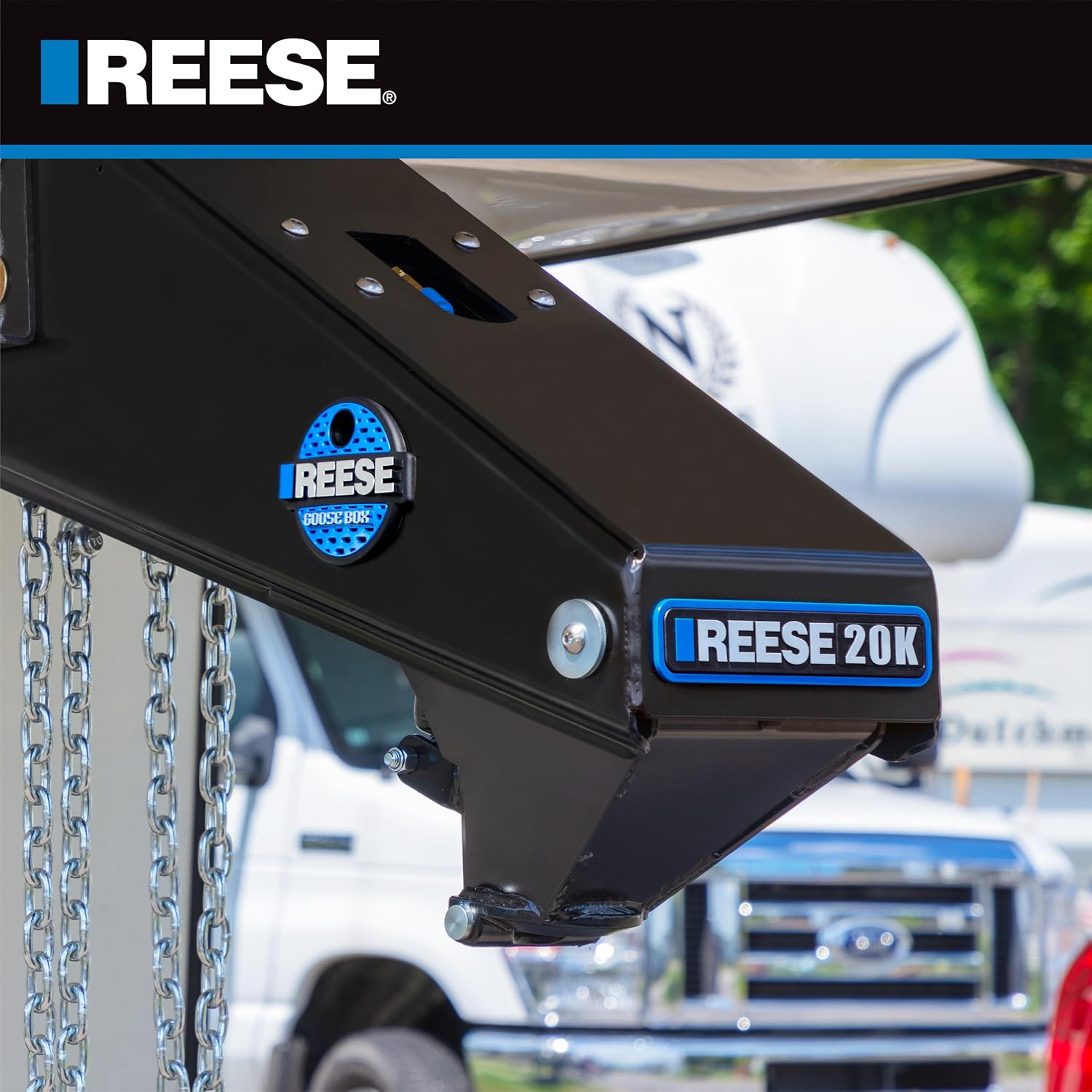Reese 94920 Goose Box 5th Wheel Pin Box, Air Ride 20,000 lbs. Capacity, Fits Lippert (1621, 1716, 0719, Rhino), Fabex PB 600 Series