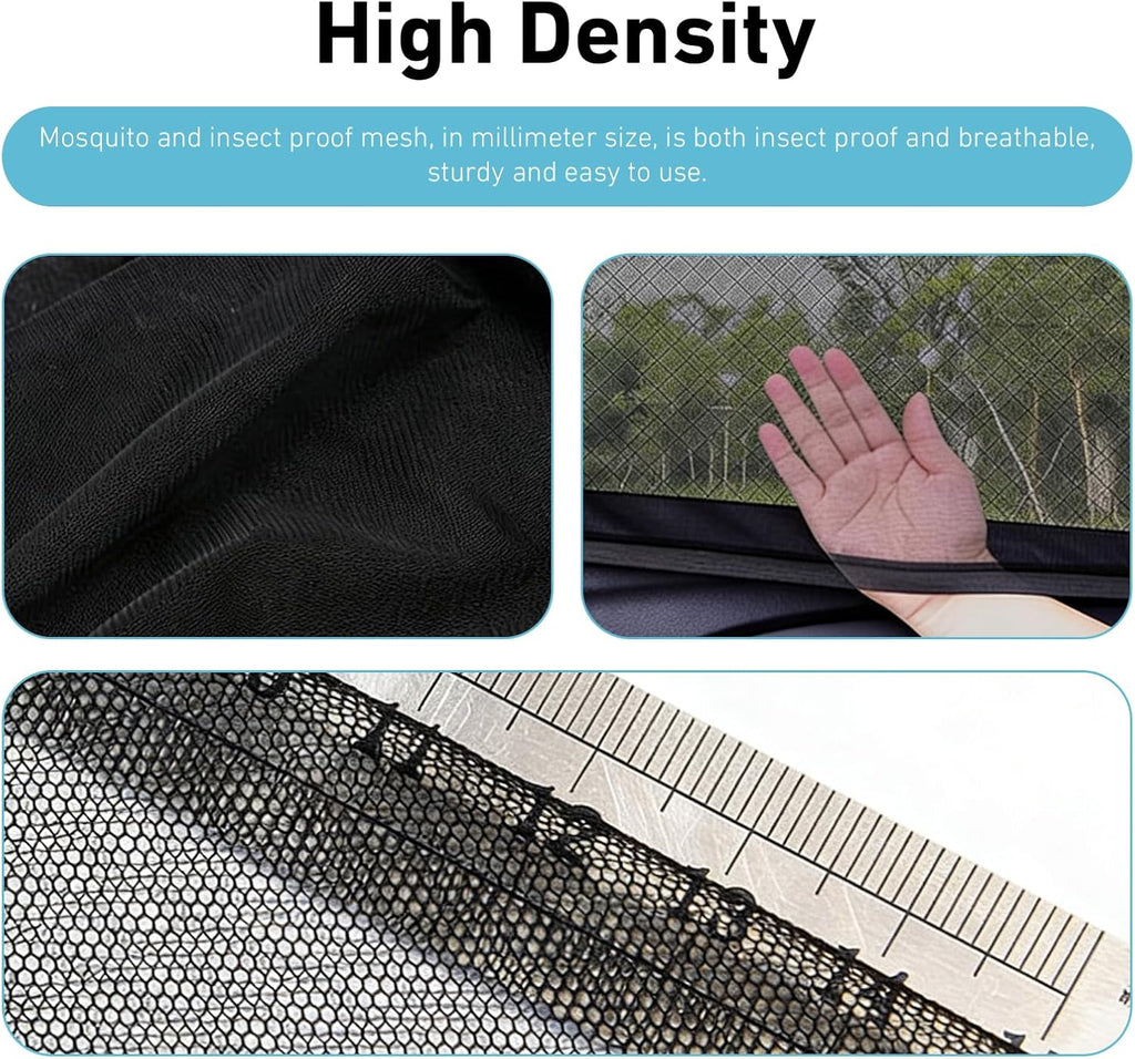 4 PCS Car Side Window Shades, Sun Blocking Dustproof Shield for Baby Kids, High-Density Mesh Privacy Protection Curtain, Foldable Cover for Front & Rear Windows (Black)