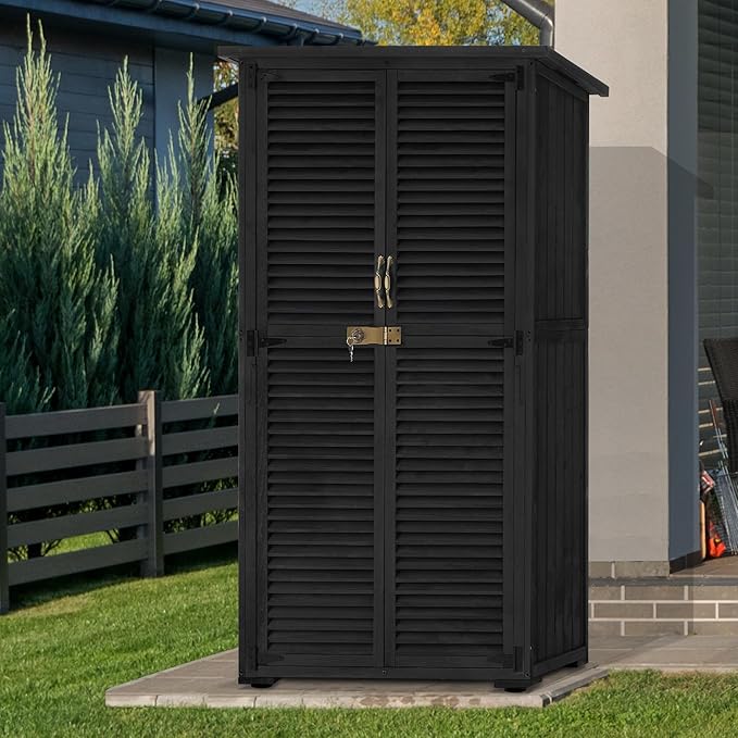 MCombo Outdoor Storage Cabinet, Wooden Storage Shed - Image 2