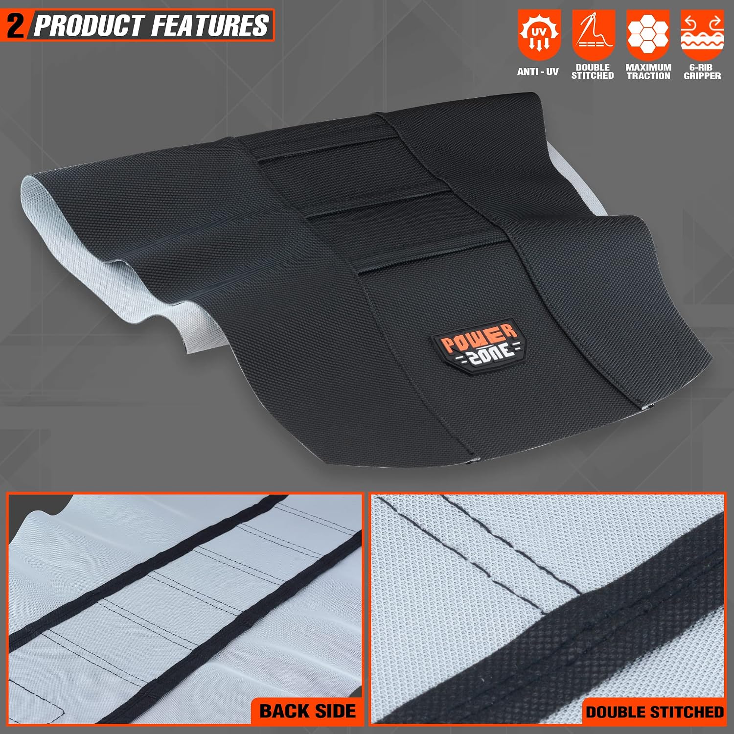 Universial Dirt Bike Seat Cover - Soft Ribbed Rubber Seat Covers for Motorcross Enduro (Black-2)
