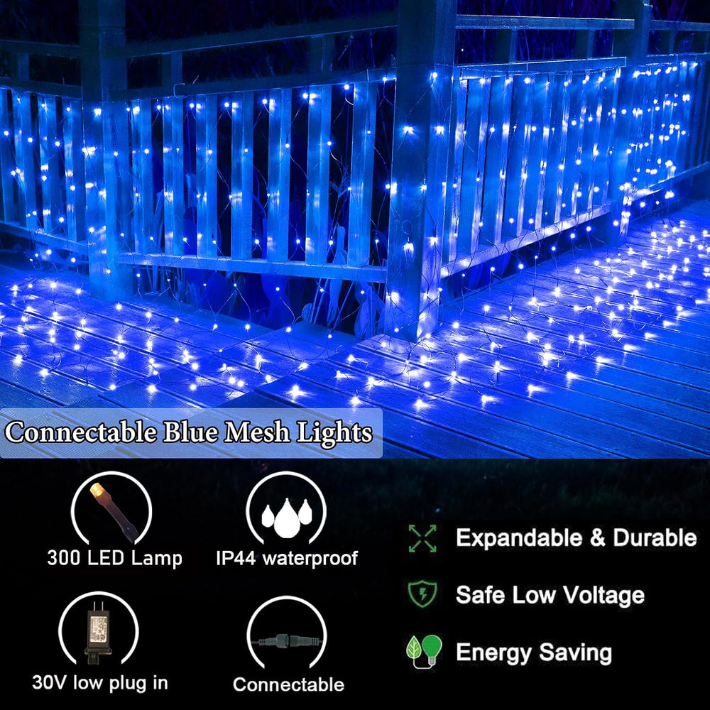 OYCBUZO 300LED Net Lights, 14.8ft x 5ft Christmas Net Lights Outdoor Connecta...