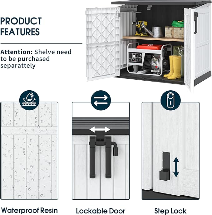 Outdoor Storage Shed 36 Cu. Ft. Resin Garden Horizontal Storage Large Capacity - Image 5