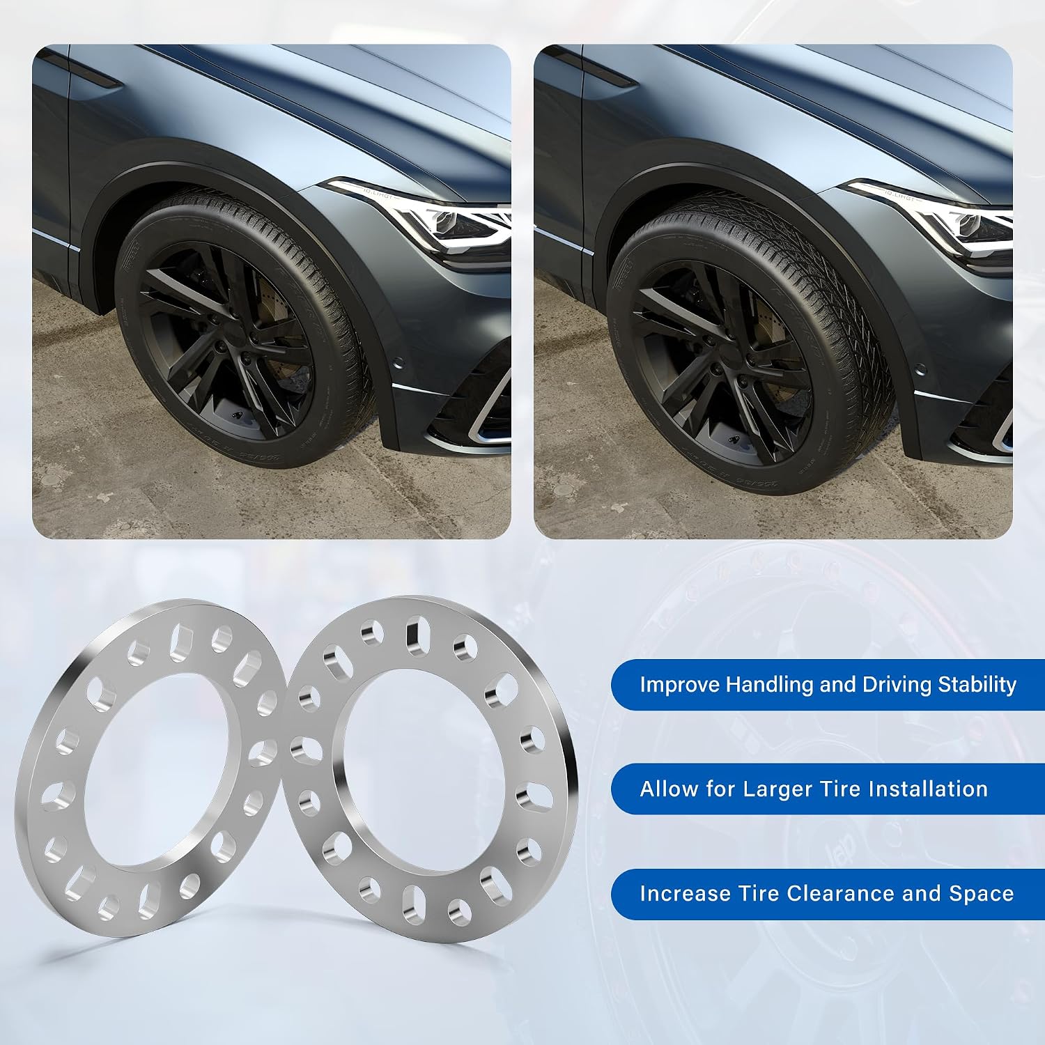 4PCS 8 Lug Wheel Spacers 1/2 Inch (12mm) Thick, 8x6.5 8x165.1 8x170 8x180 Die Cast Aluminum Wheel Spacers, Compatible with F250 E350 Ram 2500 Suburban 2500 Sierra 2500HD 3500HD