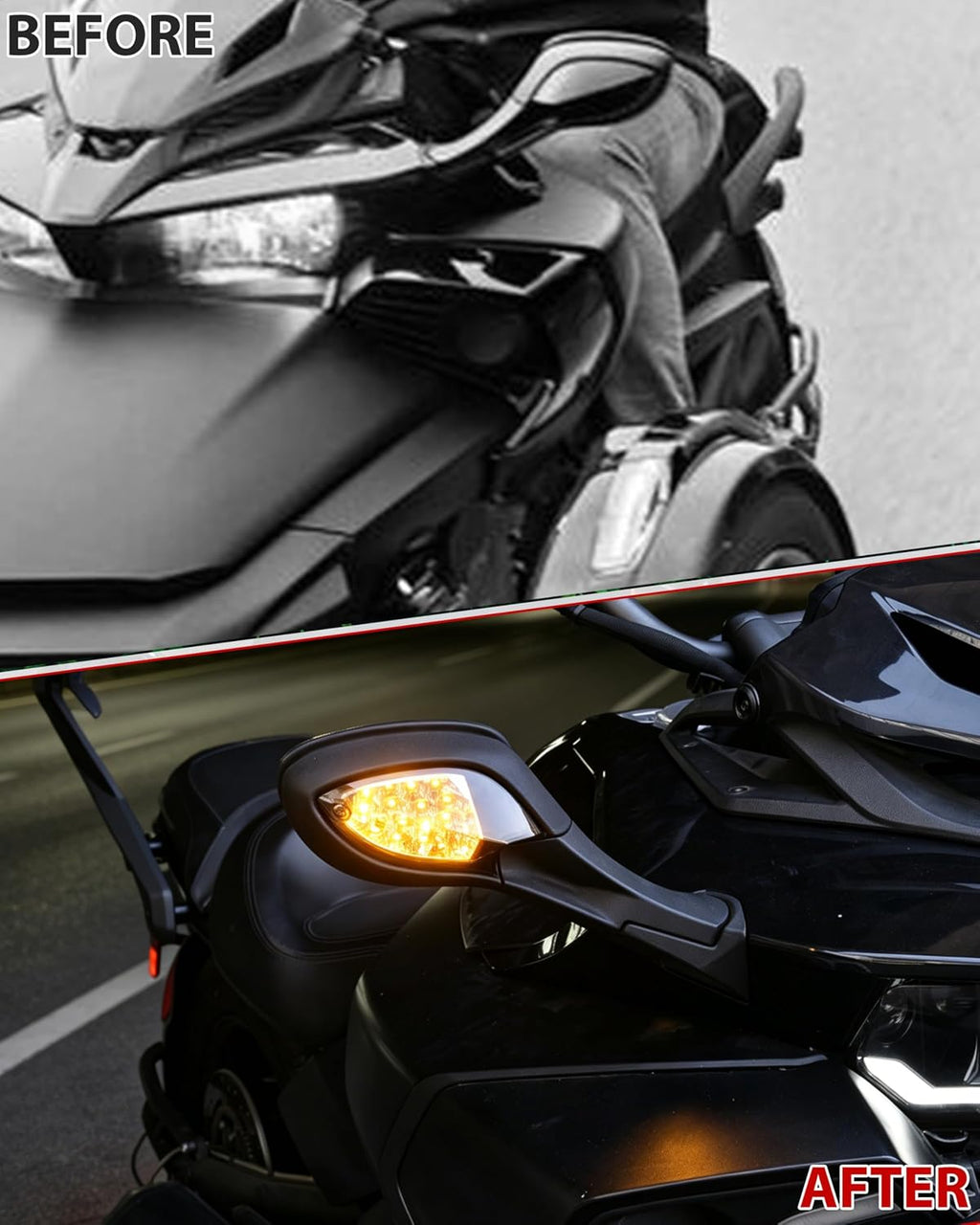SAUTVS LED Side Mirror Lights for Spder F3, LED Side Mirror Accent Auxiliary Lights Kit with Yellow Turn Signals for Can-Am Spyder F3 F3-S 2013-2026 Accessories (2PCS)