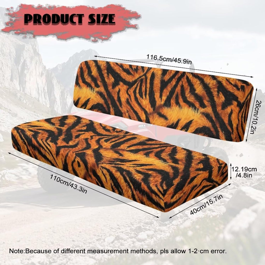 Tiger Printed UTV Front Bench Seat Cover Anti-Scratch 2Pcs Mule Bench Seat Covers All-Weather Protection Mule Accessory Parts, Orange