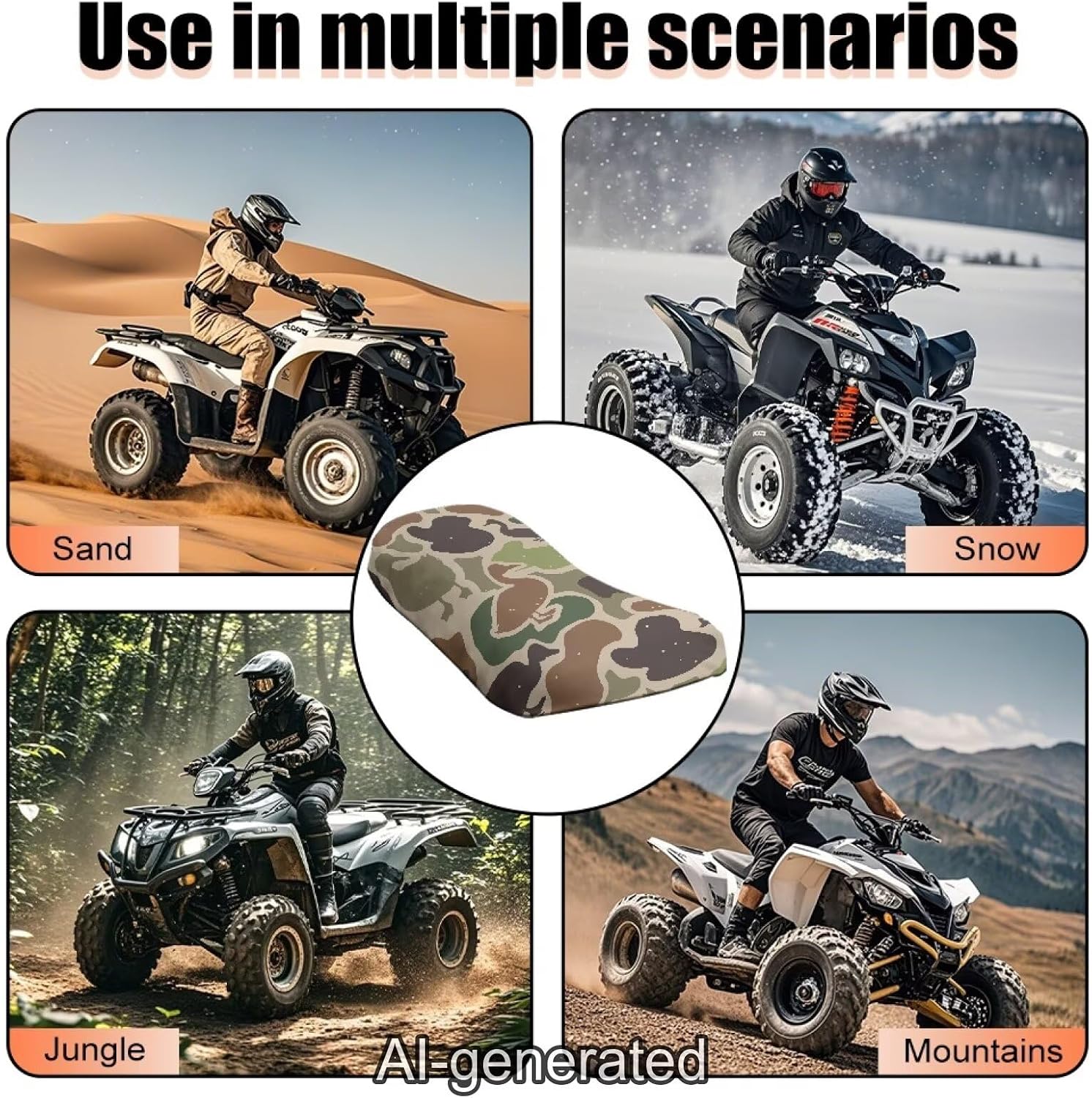 Camouflage Duck ATV Seat Cover Waterproof Soft 4-Wheeler Seat Cushion Covers Breathable Compatible with Most ATV for Sportsman, Rancher, Foreman, Scrambler