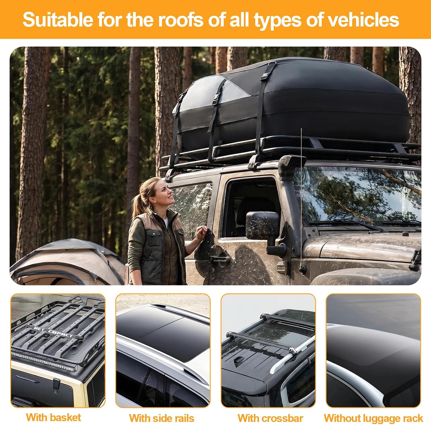 20 Cuft Rooftop Cargo Carrier,Soft Shell Roof Box with Lock,Straps&Storage Bag