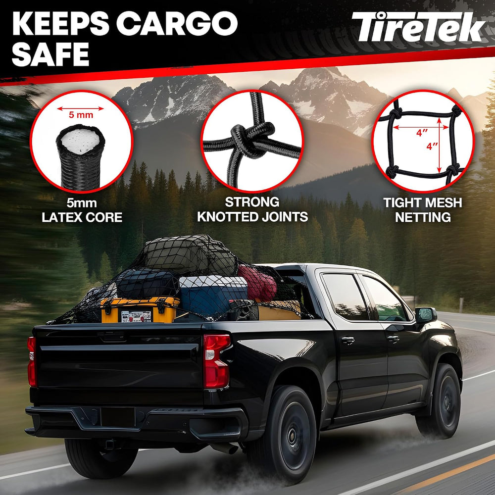 Cargo Net for Pickup Truck Bed – Truck Bed Net with 12 Metal Carabiners