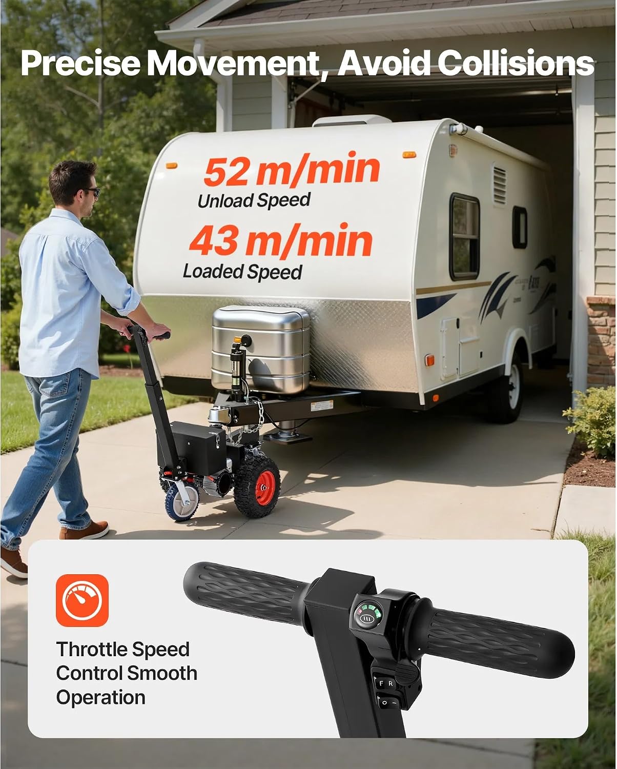 3600 Lbs Electric Trailer Dolly, DC 24V 800W Motorized Mover with 2 & 1-7/8 Inch Hitch Balls for RV, Cargo and Boat Trailers