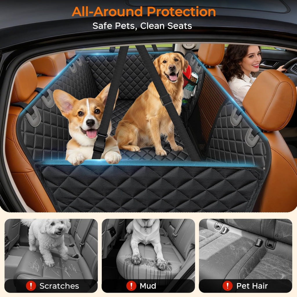 urpower hard bottom dog car seat cover, back, side view
