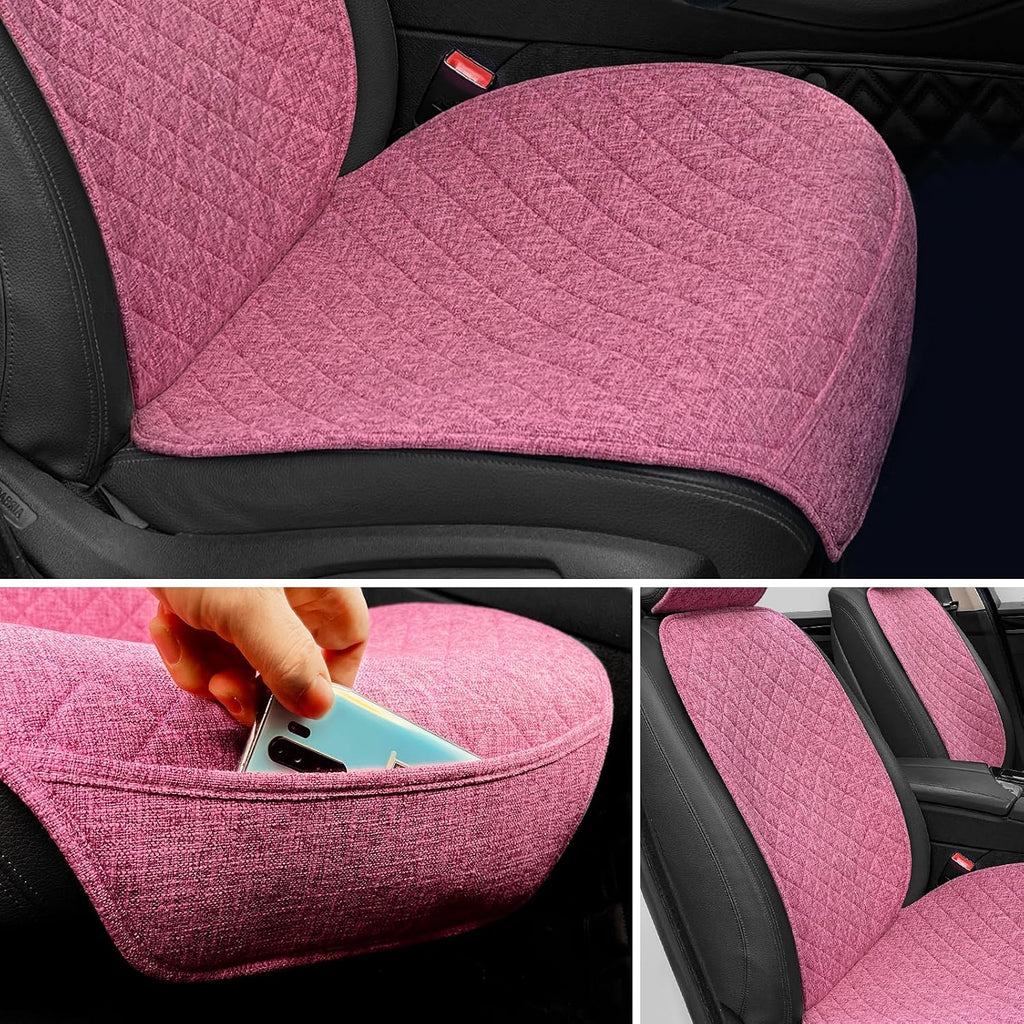 bopuovre linen front car seat covers breathable fabric shown in use