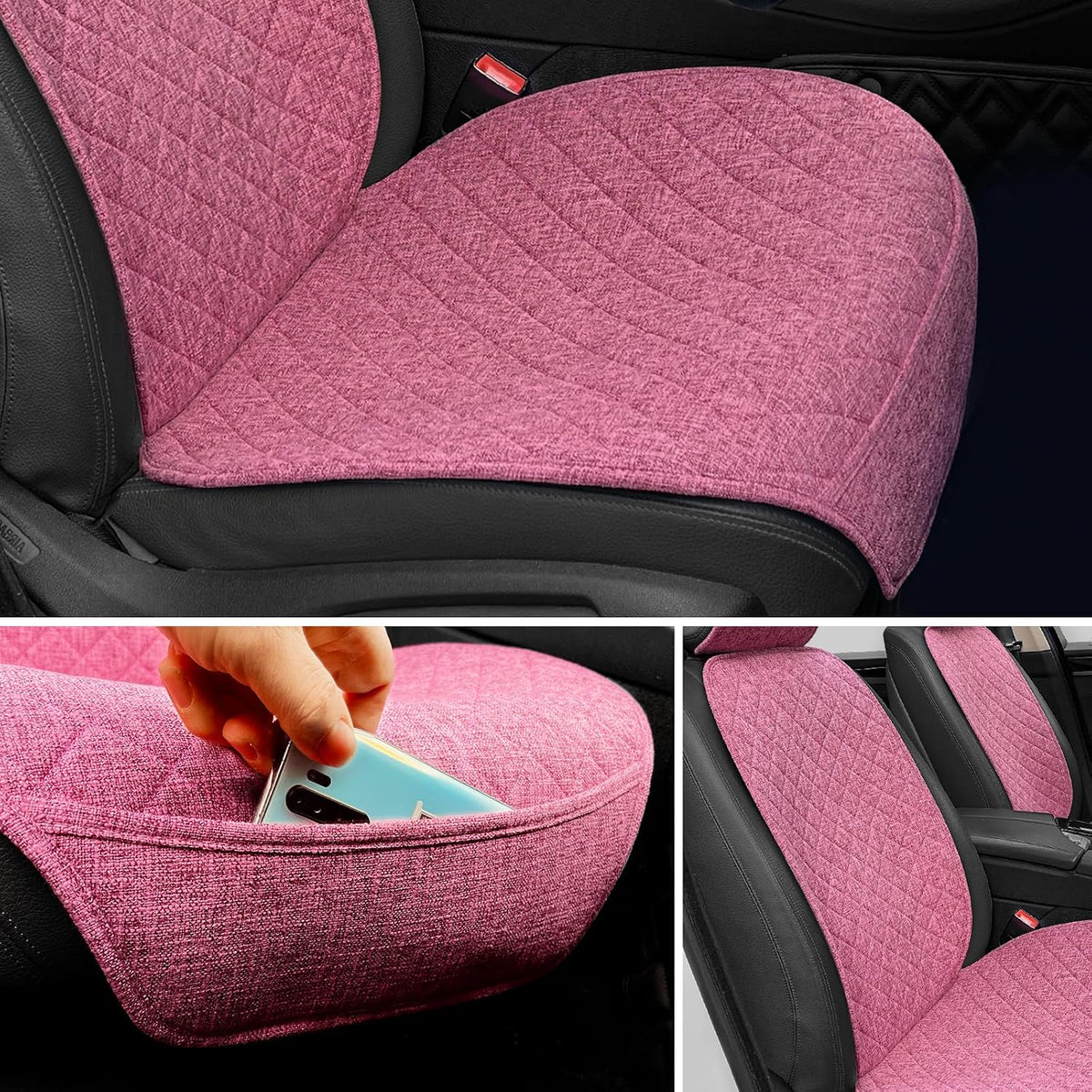 bopuovre linen front car seat covers breathable fabric shown in use