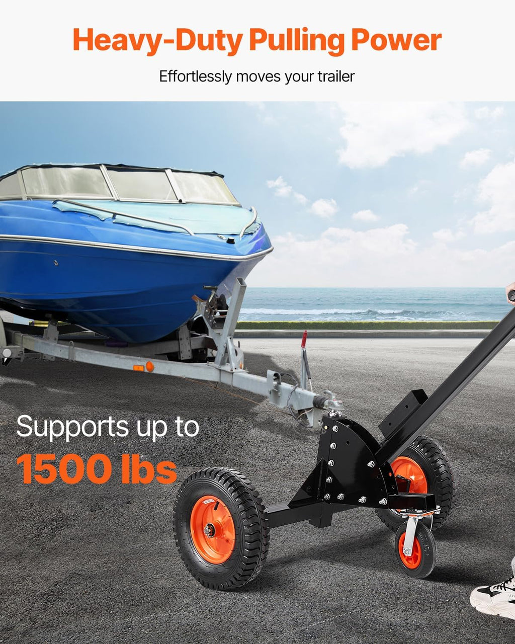 VEVOR Trailer Dolly, 1500lbs Tongue Weight Capacity, 2 in 1 Trailer Mover with 2 in Ball, 16 in Pneumatic Tires and Universal Wheel, Portable Tow Dolly for Moving Car RV Trailers