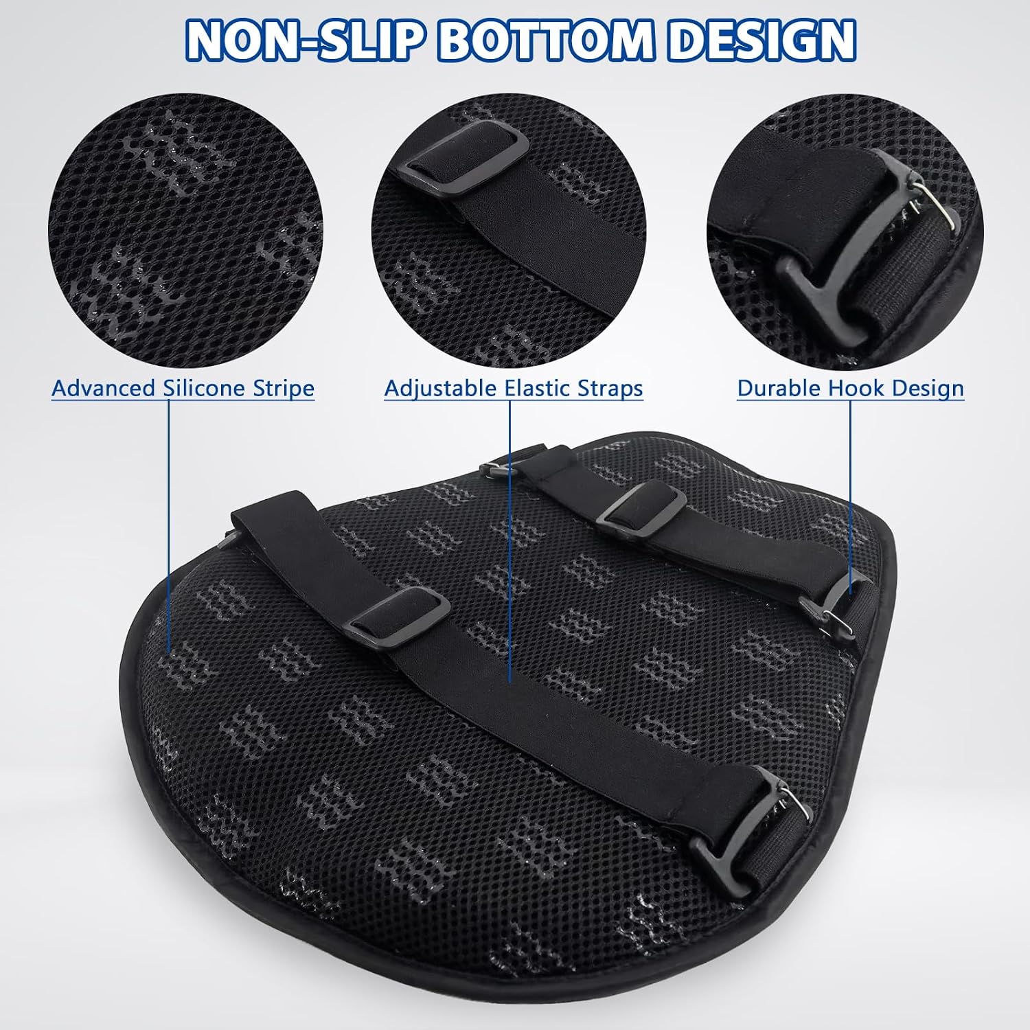 AEROiVi Airflow Pro Motorcycle Seat Pad – Ultra-Breathable 3D Mesh & Quick-Dry Fabric | 1.18" Thick Ergonomic Support | Anti-Slip Silicone Dots | Machine Washable for Easy Cleaning