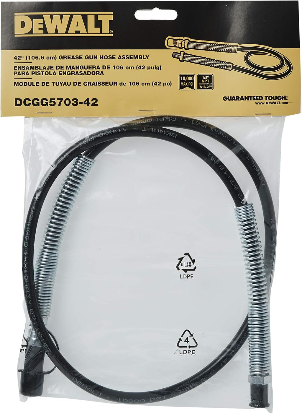 DEWALT Grease Gun Hose Assembly, 1/8-Inch, NPT, 42-Inch (DCGG5703-42)