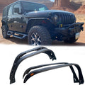 OMP Offroad Steel Fender Flares Compatible for Jeep Wrangler (JL/JLU 2018-2026) | Desert Viper Blade Design –No-Drill Bolt-On | Crawling Moab Rocks (4" No Inner Liners)