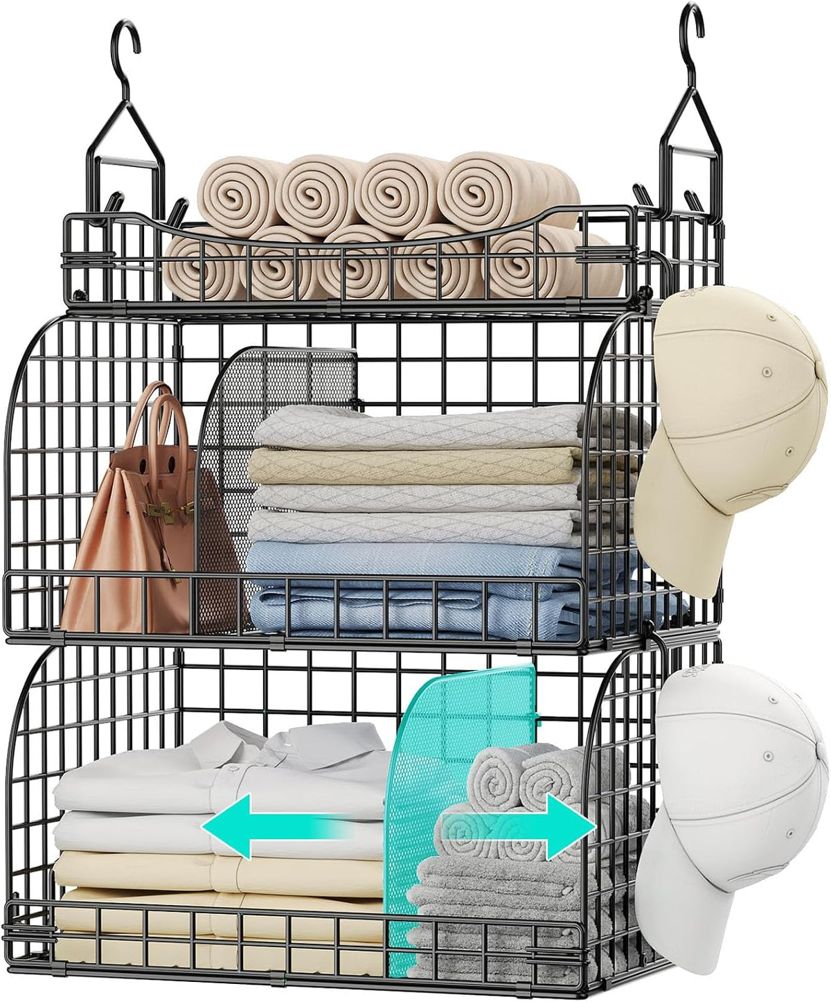 hapirm hanging closet organizer storage - 3 tier, main product view