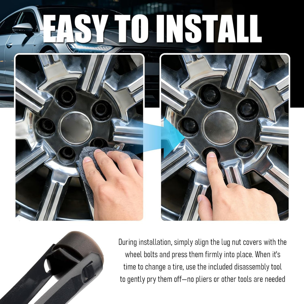 24PCS Black Lug Nut Covers Kit with Removal Tool,Compatible with Audi Lug Nut Covers A1 A3 A4 A5 A6 A7 A8 Q2 Q3 Q5 Q7 S5 TT,Automotive Lugs Nuts Caps Kit Car Accessories