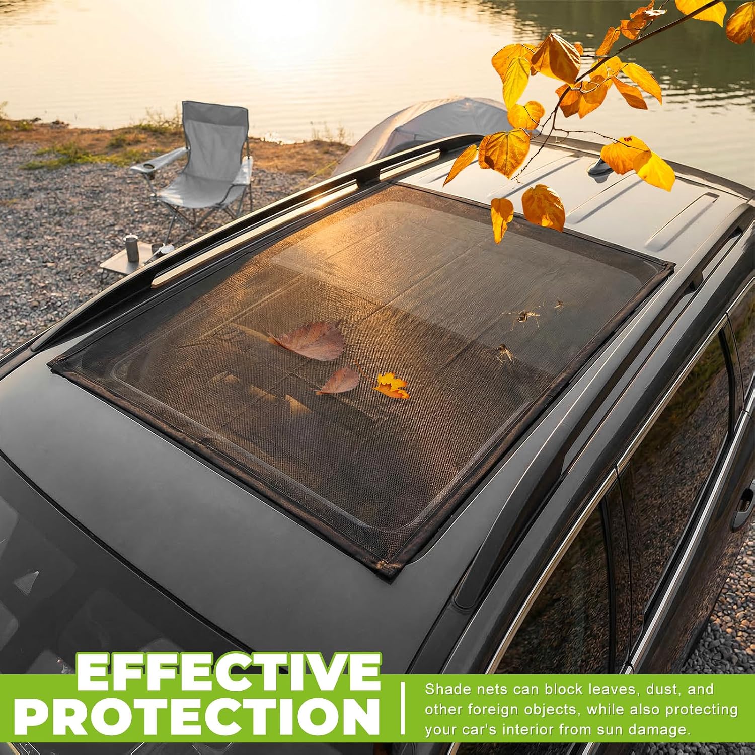 Car Sunroof Sun Shade, 25.6"×39.4" Magnetic Auto Roof Sun Shield Cover, Breathable Mesh Vehicle UV Protection Sunshade for Moonroof & Side Windows, Car Accessories