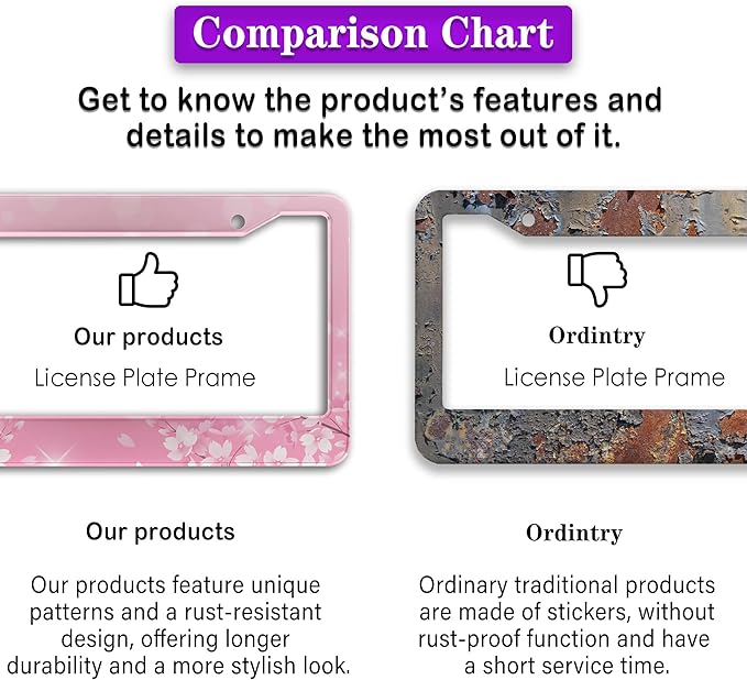 License Plate Frames for Girl Pink License Plate Cover for Women for Men Pink - Image 6