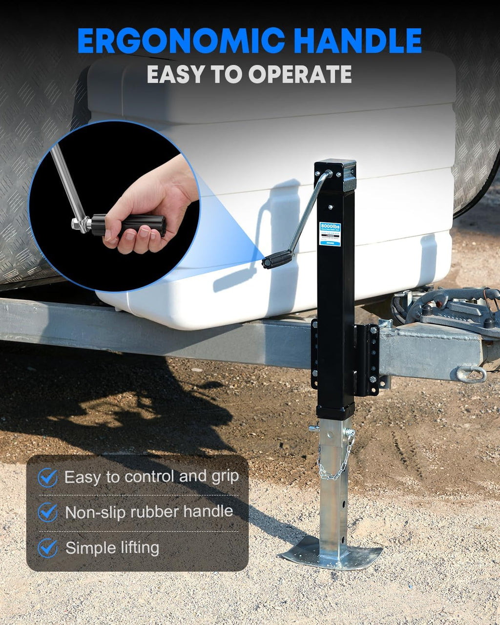 Kohree 8000 lbs Trailer Jack Heavy Duty, Bolt on Trailer Jack for Yacht, Boat, Horse, Utility Trailers, Adjustable RV Tongue Jack with Drop Leg & Ergonomic Handle