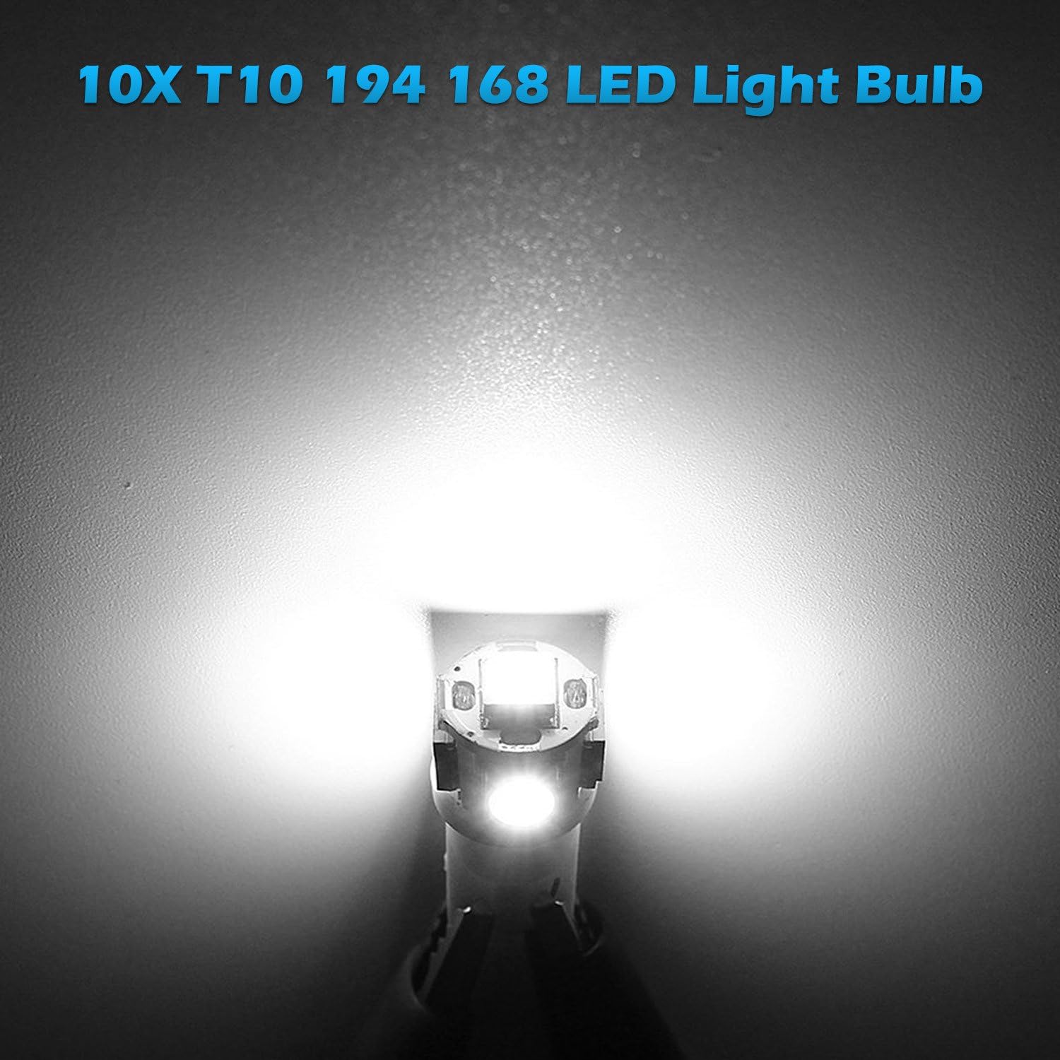 Partsam 194 168 LED Bulbs White, Super Bright T10 2825 Car Interior Dome Lights Bulbs 6000K 5050-SMD Chipsets Error Free for Car Dome Map Door Courtesy License Plate Lights, 10Pcs