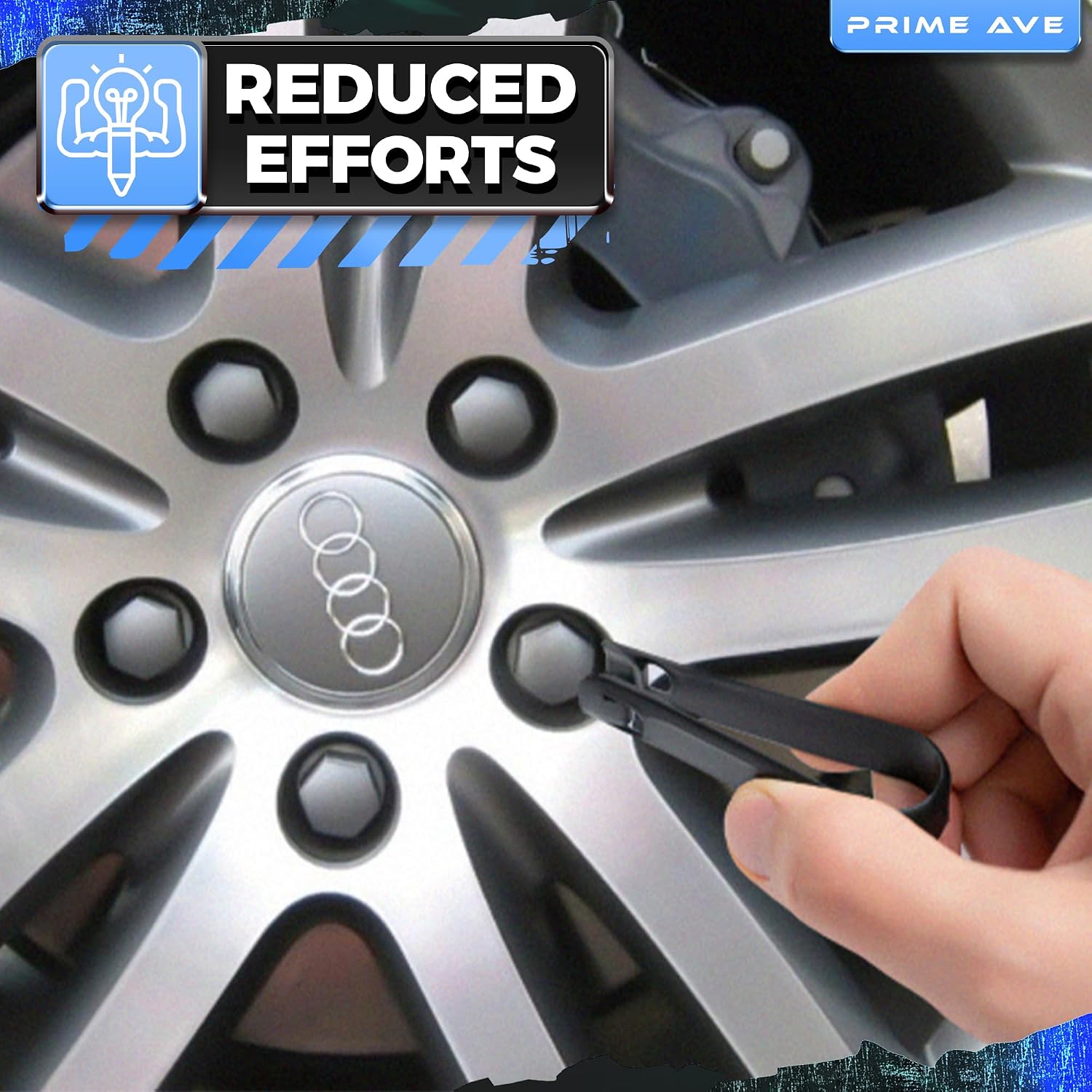 Wheel Lug Nut Cap Cover & Center Cap Removal Tool Set+ - Plastic & Stainless-Steel Lug Nut Pullers Compatible/Replacement for Audi BMW Mercedes Mini Tesla VW- Toolbox Essentials