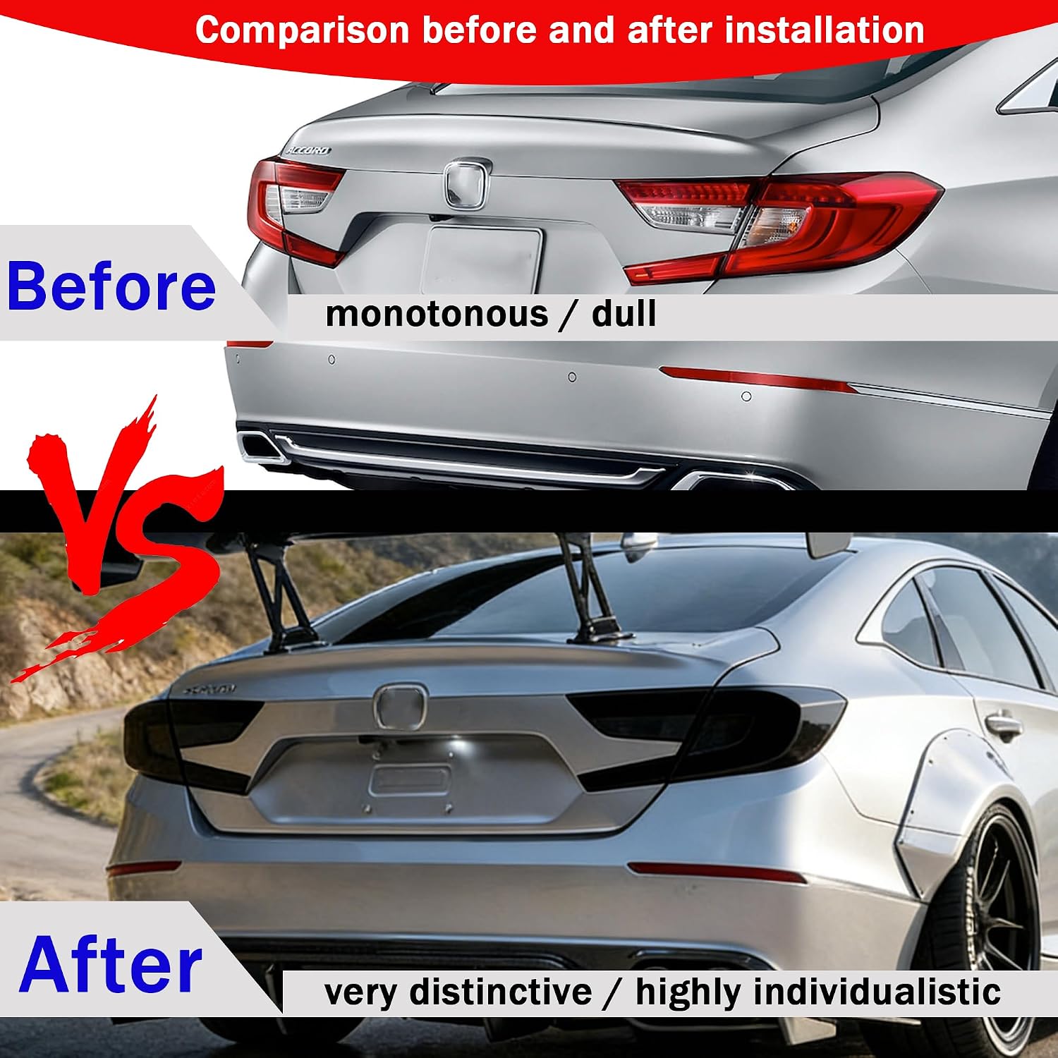 Tail Light Covers Guards Fit for Honda Accord 10th Gen 2018-2022 Accessories EX/EX-L/LX/Sport/Touring, Smoked Black Rear Light Protective Cover Guards Trim Set Exterior