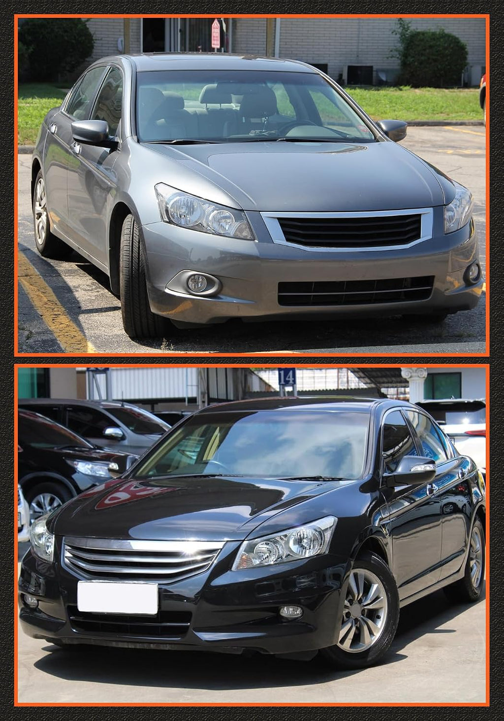 Headlights Assembly for 2008-2012 Honda Accord 4dr Black Housing Clear Reflector Clear Lens Headlamp Replacement Left and Right Pair NOT fit coupe models or Crosstour models(Bulbs not included