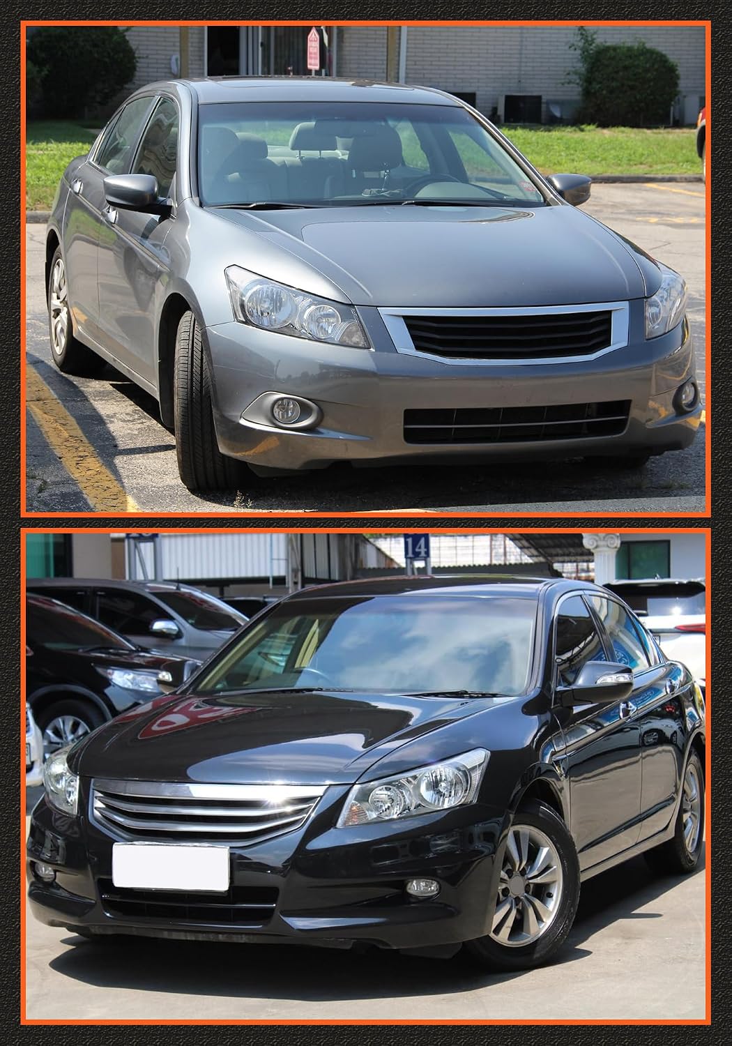 Headlights Assembly for 2008-2012 Honda Accord 4dr Black Housing Clear Reflector Clear Lens Headlamp Replacement Left and Right Pair NOT fit coupe models or Crosstour models(Bulbs not included