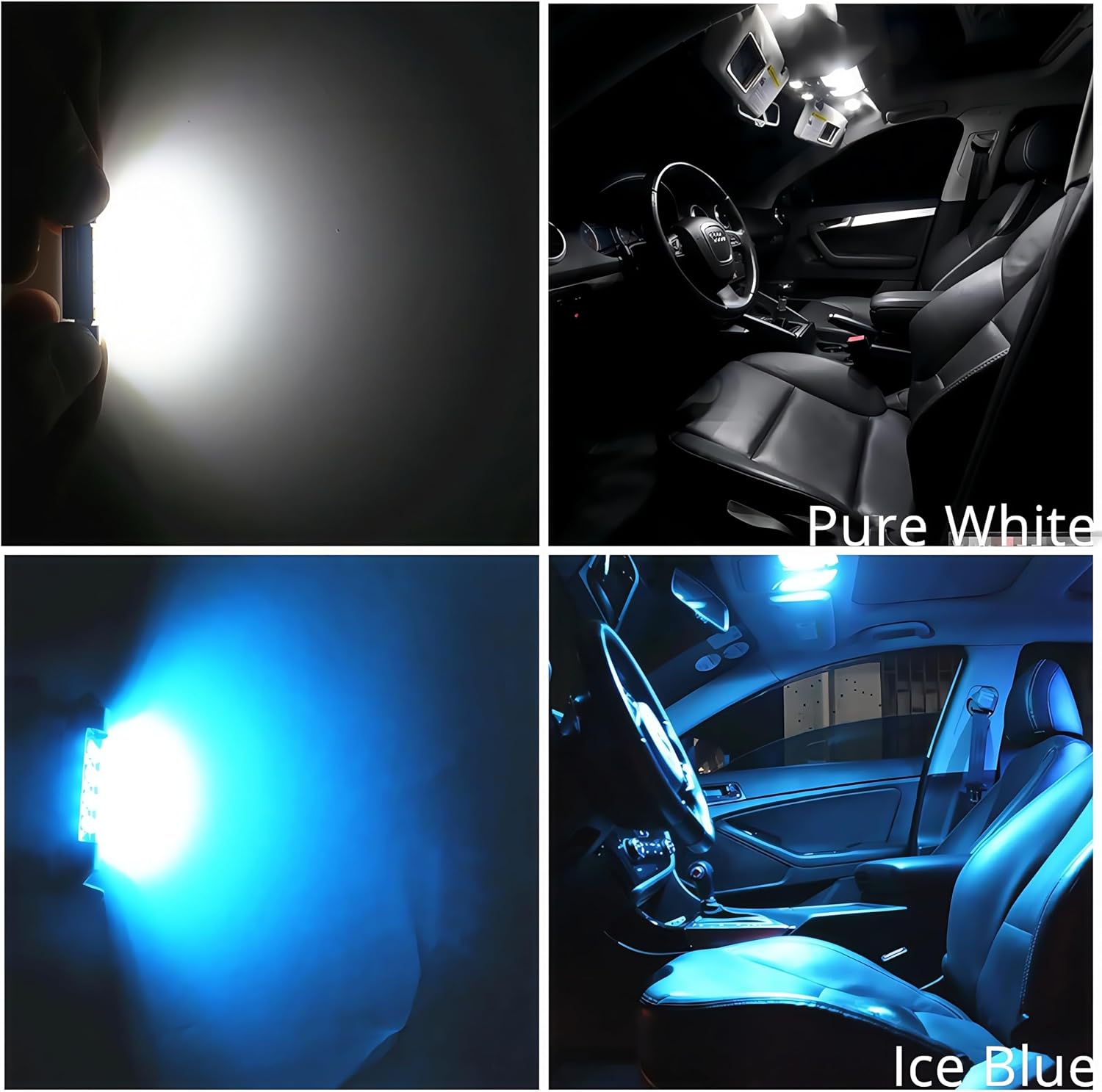 WLJH 6418 LED Bulb Light 36mm 1.42” Festoon DE3423 DE3425 6411 Canbus Error Free LED Interior Light Bulbs Super Bright 8SMD Chips for Map Dome Trunk Area License Plate Lights Ice Blue 10Pack