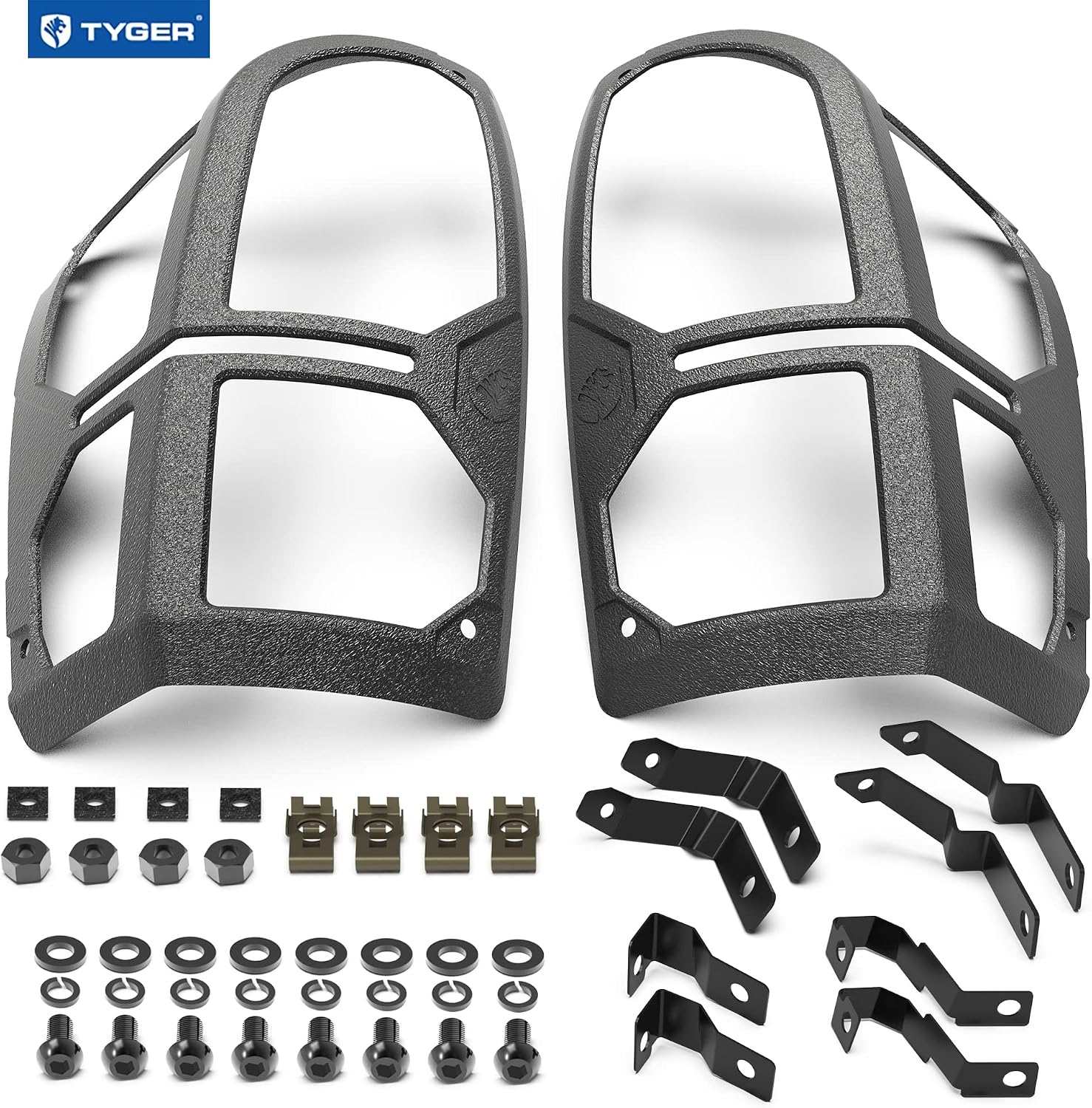 Tyger Auto Pauldrons Cast Aluminum Alloy Premium Tail Light Guard Covers Compatible with 2016-2023 Toyota Tacoma | Powdered Textured Black | No Drilling Required | TG-TG7T86668