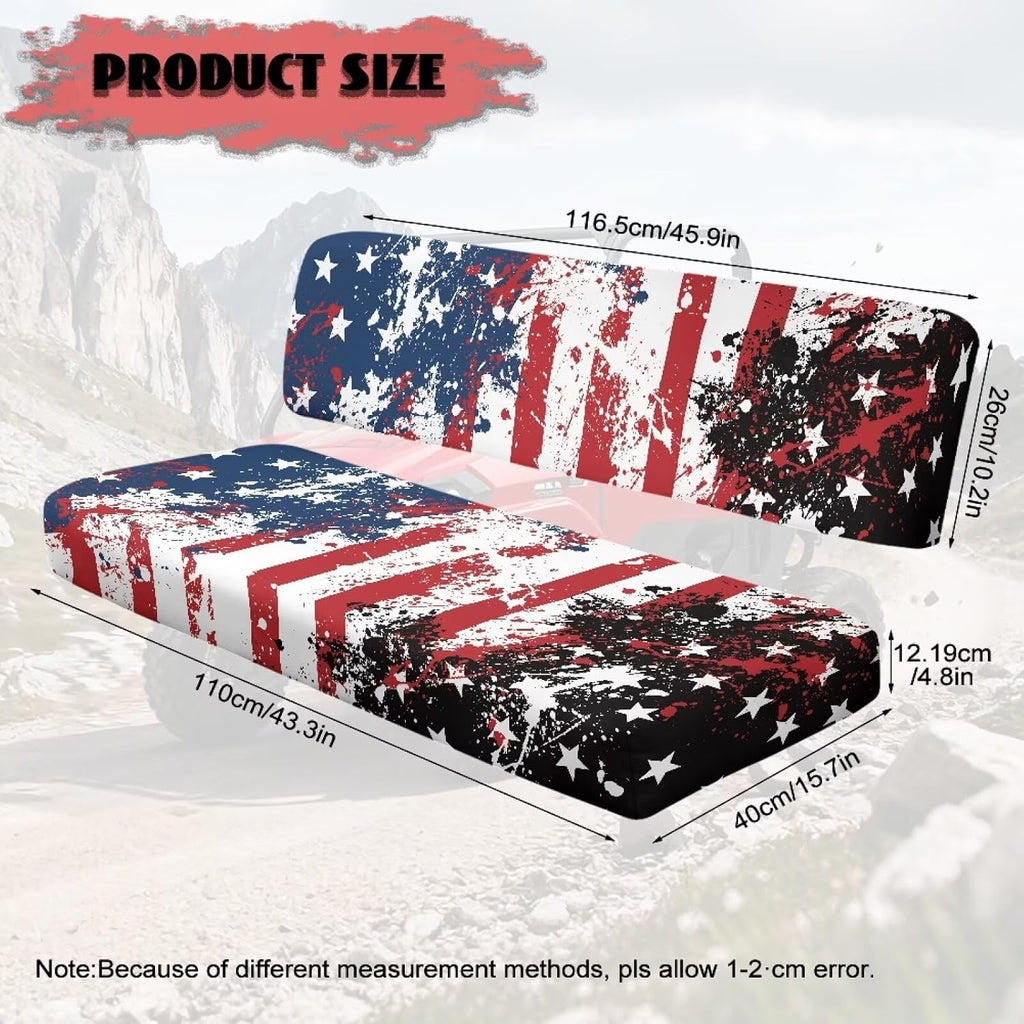 American Flag UTV Seat Cushion Covers Compatible with Kawasaki Mule 3000 3010 3020 Replacement UTV Seat Cover Set Patriotic Bench Seats Cover Easy to Install