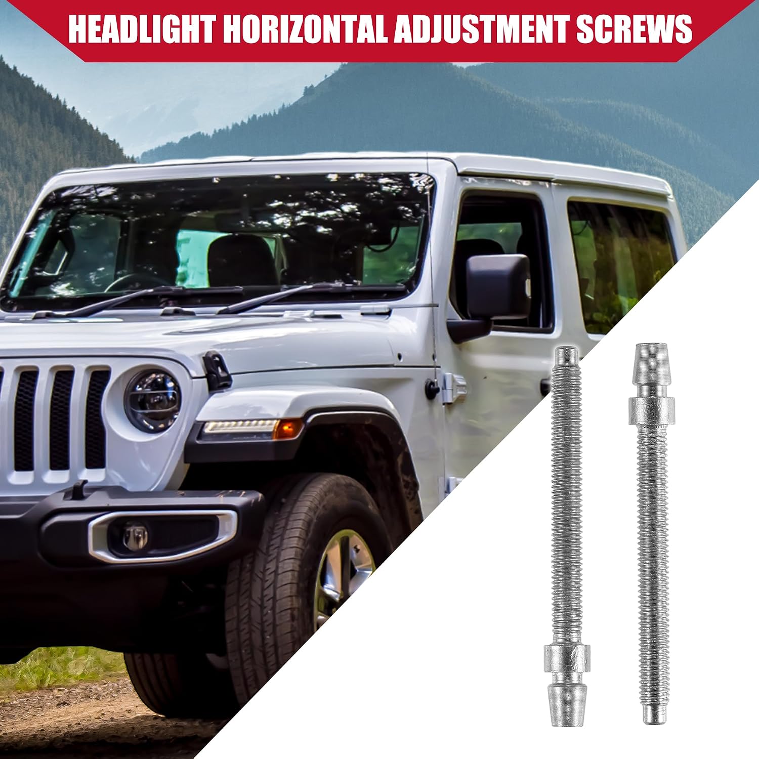 No.55078114AA Headlight Horizontal Adjustment Screws for Jeep Wrangler JK 2007-2018 / Inner/Durable / 2 Pcs/Silver Tone (Pack of 2)