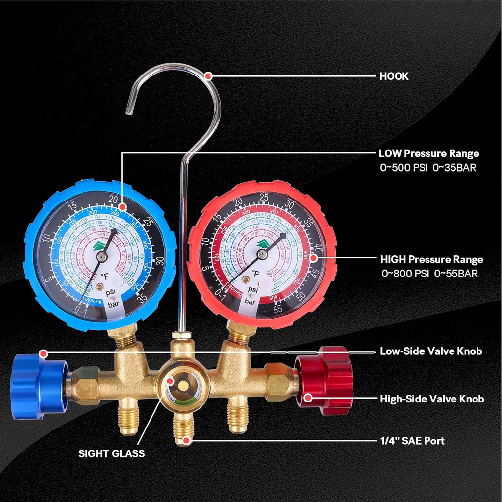hvac manifold gauge set with brass body and, view 9