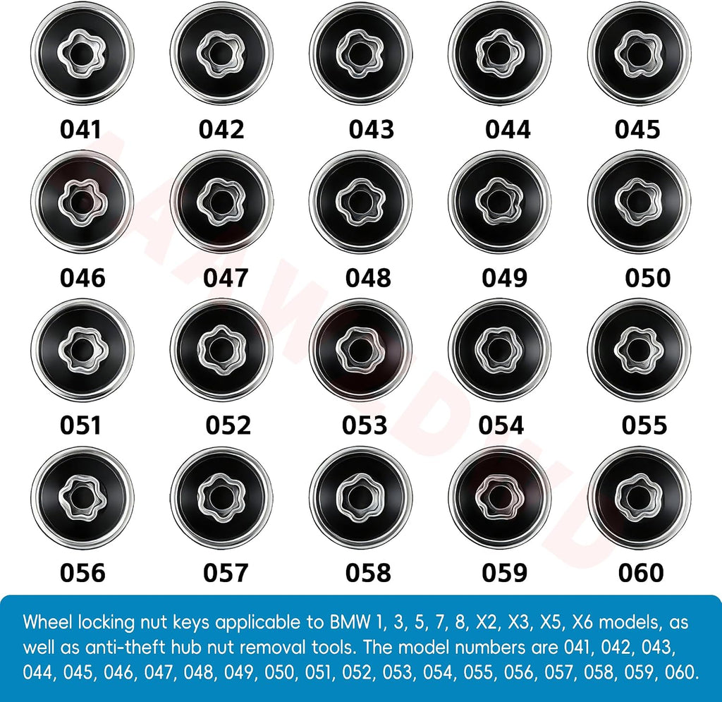 #044 Compatible with BMW 1 3 5 7 8 X2 X3 X5 X6 Wheel Lock Key Tire Lug Key | 044 Wheel Locking Nut Key Replacement