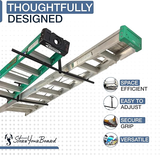 StoreYourBoard Double Ladder Ceiling Rack – Hi Port 2 Garage Ceiling Ladder