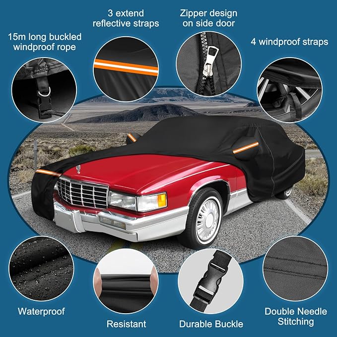 Car Cover for Cadillac Deville 1985-1993 Sedan 4 Door Waterproof All Weather - Image 3