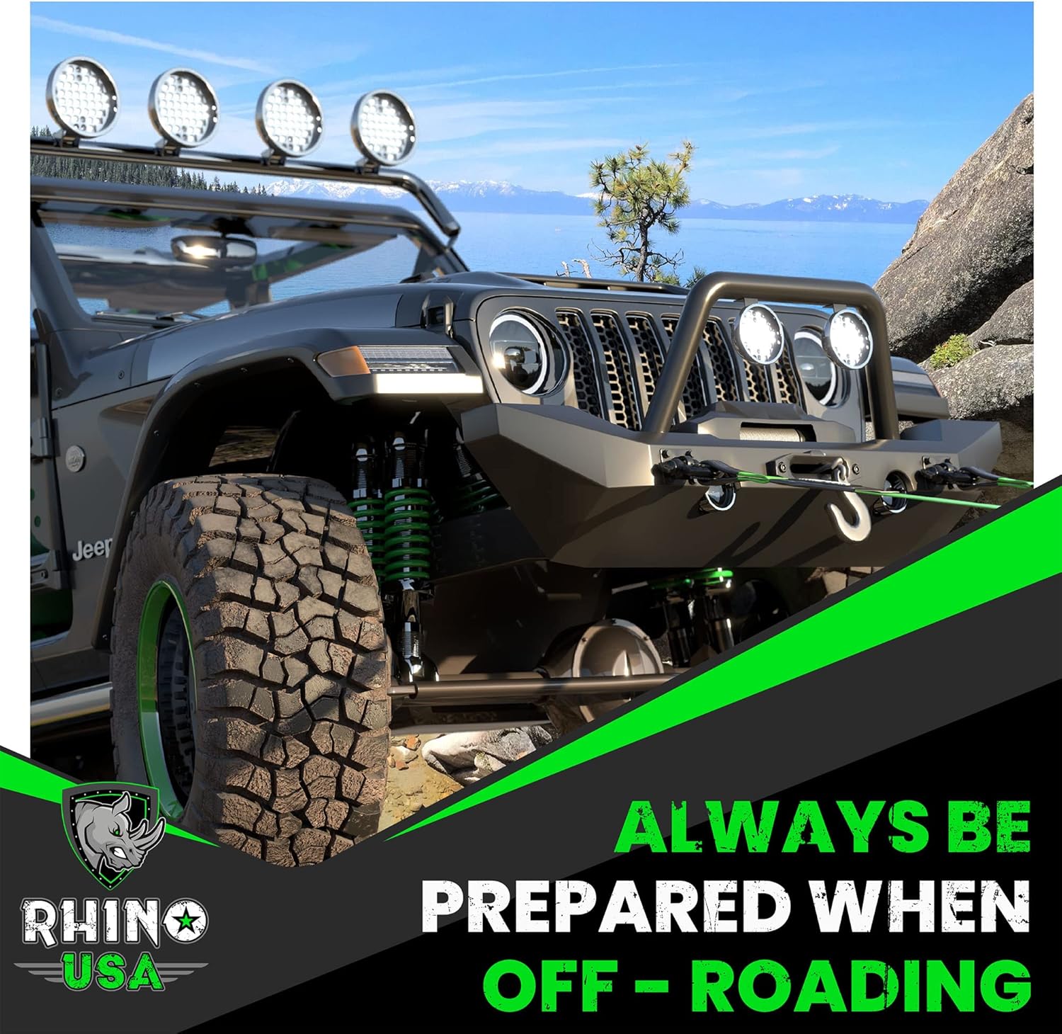 Rhino USA D Ring Shackles (2-Pack) - 41,850lb Break Strength – Heavy Duty 3/4" Clevis Shackle with 7/8 Pin for Towing & Off-Road Use - Pairs with Tow Strap for Vehicle Recovery (Black)