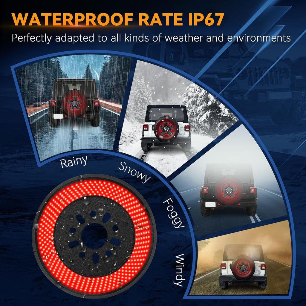 Spare Tire Brake Light for 2018-2026 Jeep Wrangler JL JLU, 405PCS LED Super Bright 3rd Third Brake Light, Plug-N-Play Wheel Lights, Rear Brake Tail Light for Jeep Wrangler JL JLU Accessories